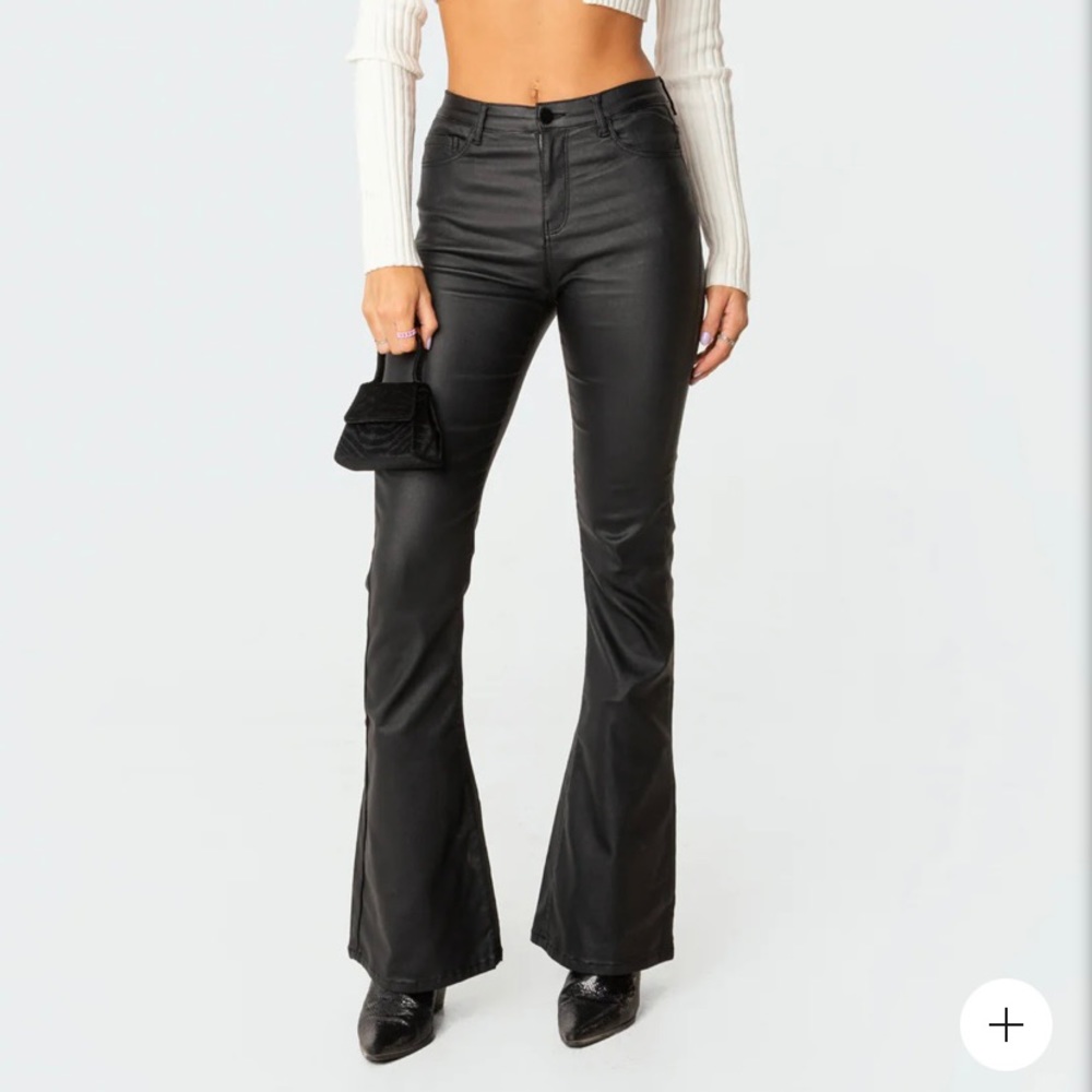 Edikted faux leather flare pants